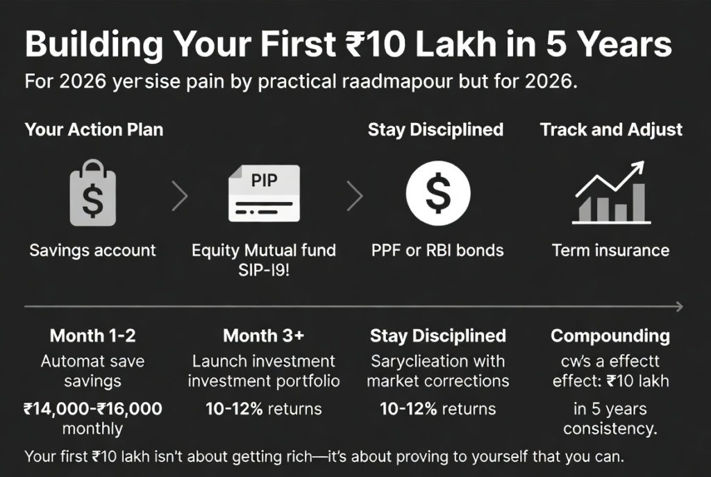 infographic for building first 10 lakhs in 5 years