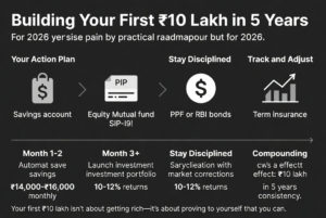 infographic for building first 10 lakhs in 5 years